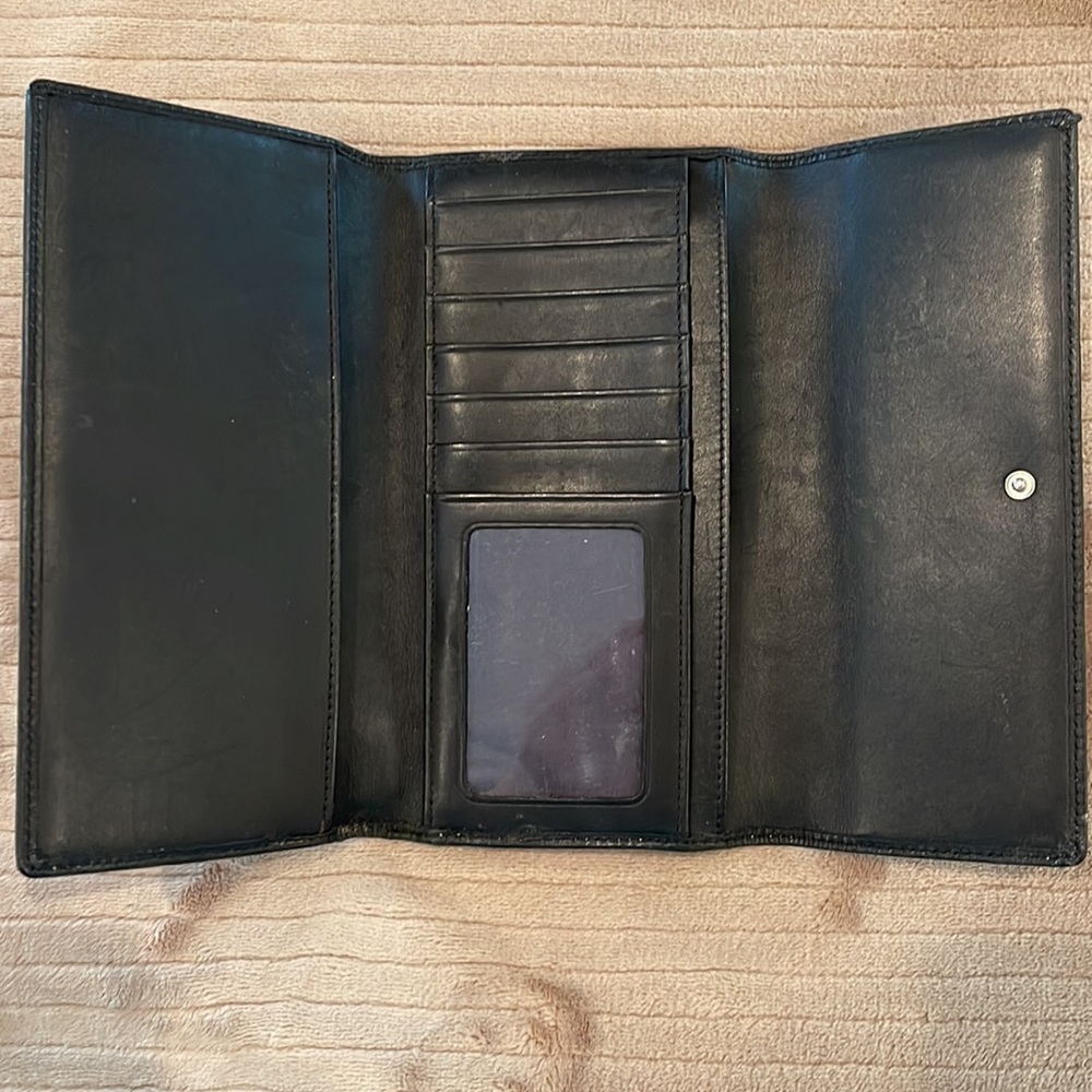 Coach Black Signature Large Checkbook Wallet Gem